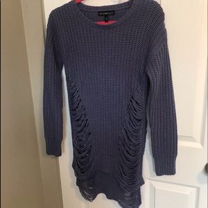 Derek Heart “Ripped” Purple Sweater